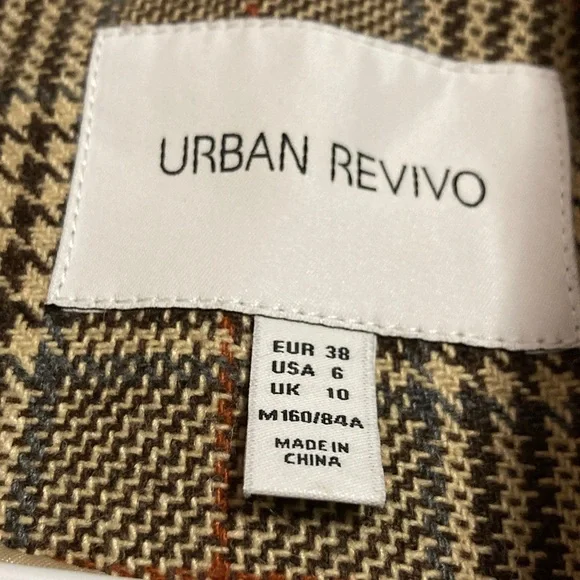 ASOS Urban Revivo check double breasted blazer in multi 6 - Picture 9 of 9